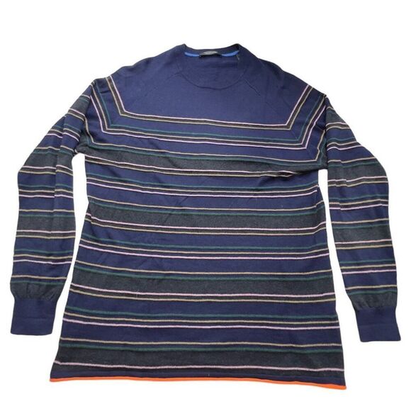 Scotch & Soda Crew Neck Knit Stripe Sweater Cotton Cashmere Men’s XL Navy Blue - Picture 5 of 11